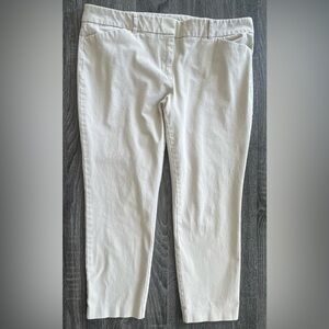 New York & Company Women's Cream Slim Fit Skinny Pants | Size 16